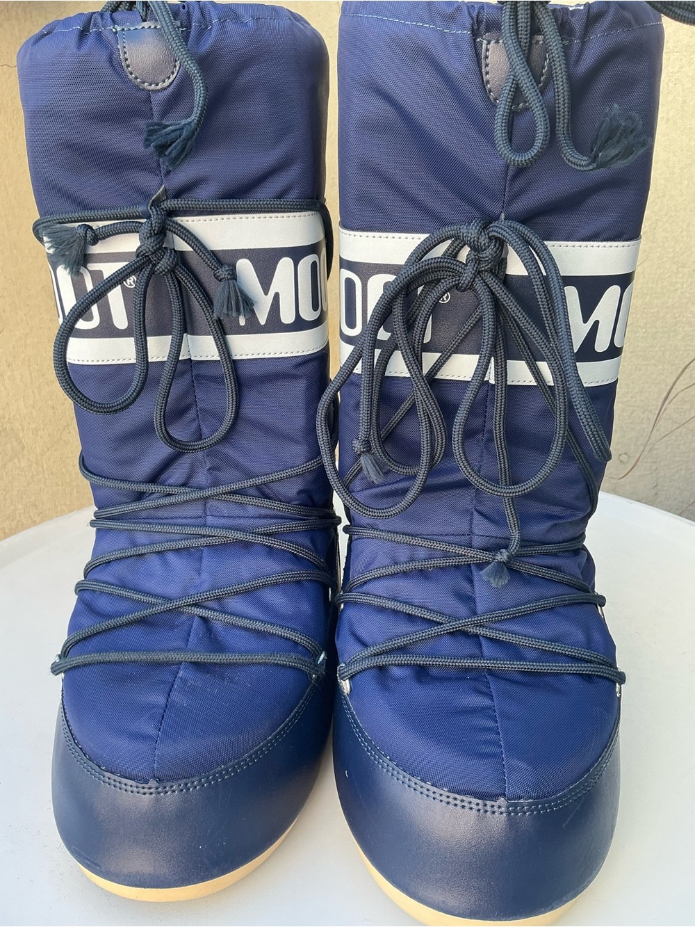 Navy Moon Boots with Logo Strap